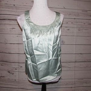 St. John mint green silk sleeveless blouse
